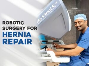 Dr. Parthasarathy performing Robotic Hernia Surgery in Hyderabad